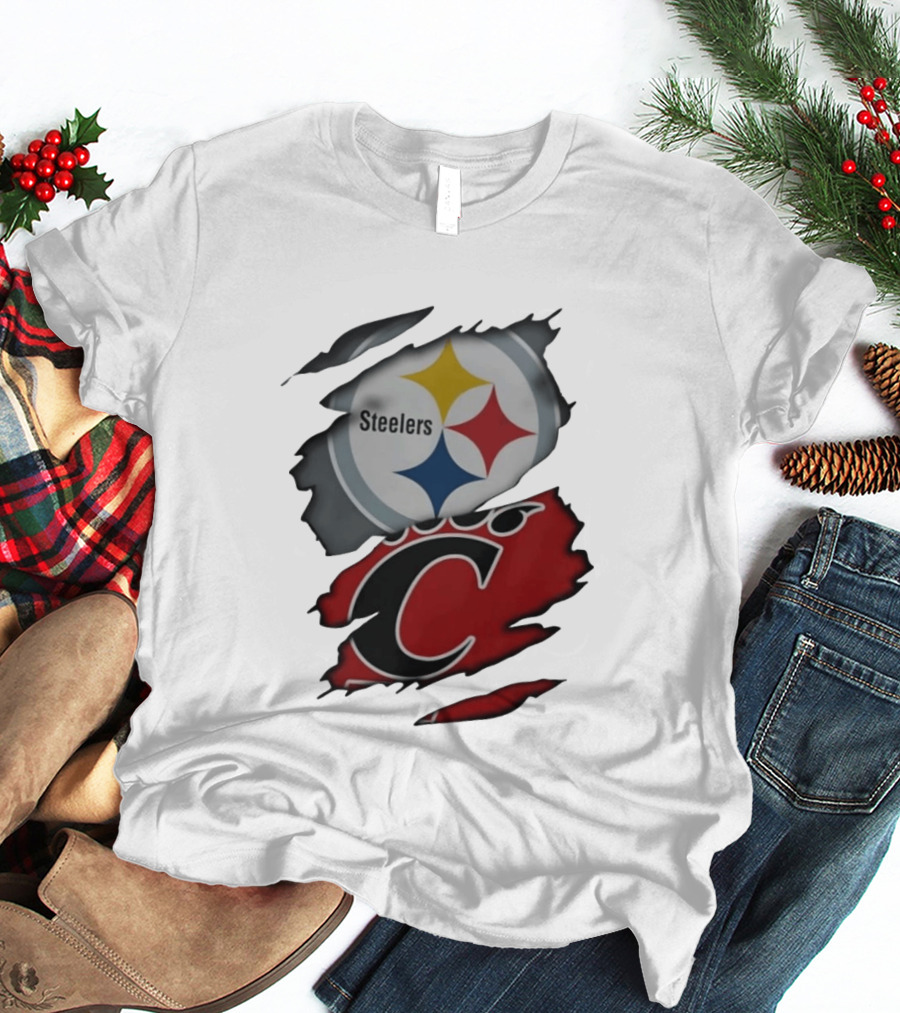 Pittsburgh Steelers Cincinnati Bearcats Ripped Skin T-Shirt