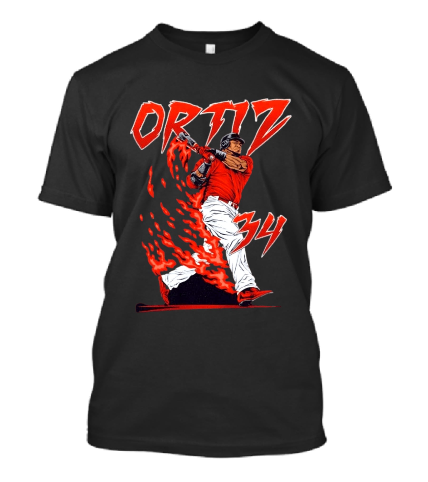 Ortiz 34 Flaming Baseball Big Papi T-Shirt