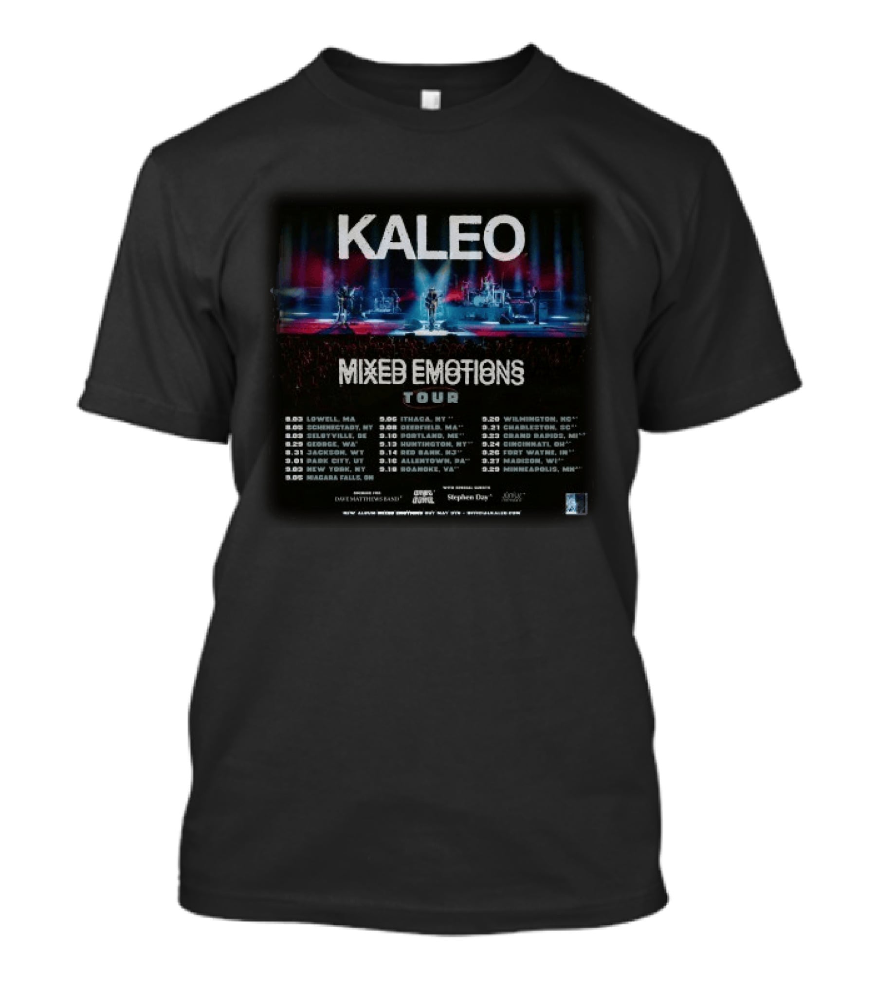 Kaleo Mixed Emotions Tour 2025 Featuring Dates And Locations T-Shirt