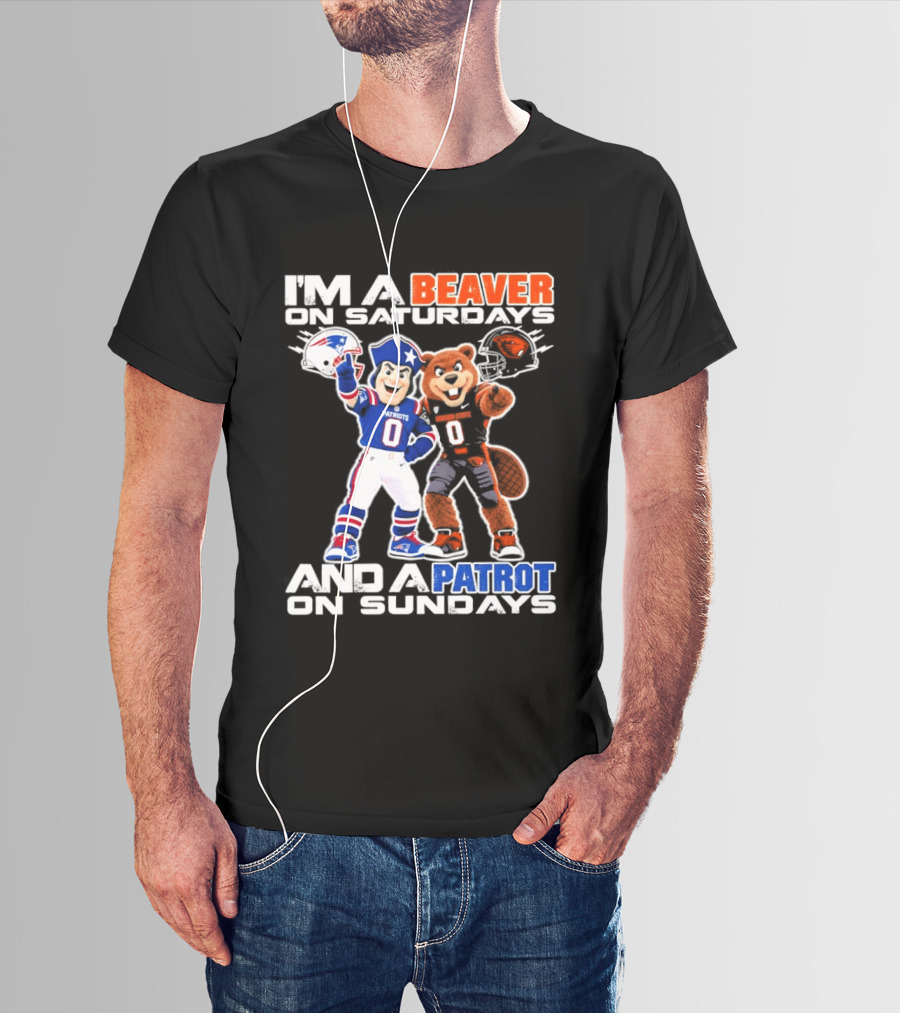 I'm A Beaver On Saturdays And A Patriot On Sundays Football Mascots T-Shirt