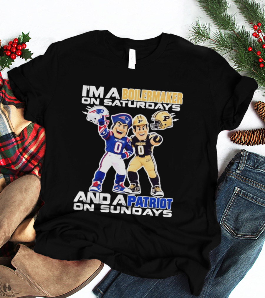 I'm A Boilermaker On Saturdays And A Patriots Fan On Sundays Purdue Patriots Football Mascots T-Shirt