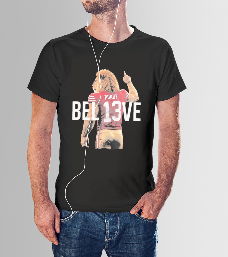 San Francisco 49ers Brock Purdy BEL13VE Lion T-Shirt