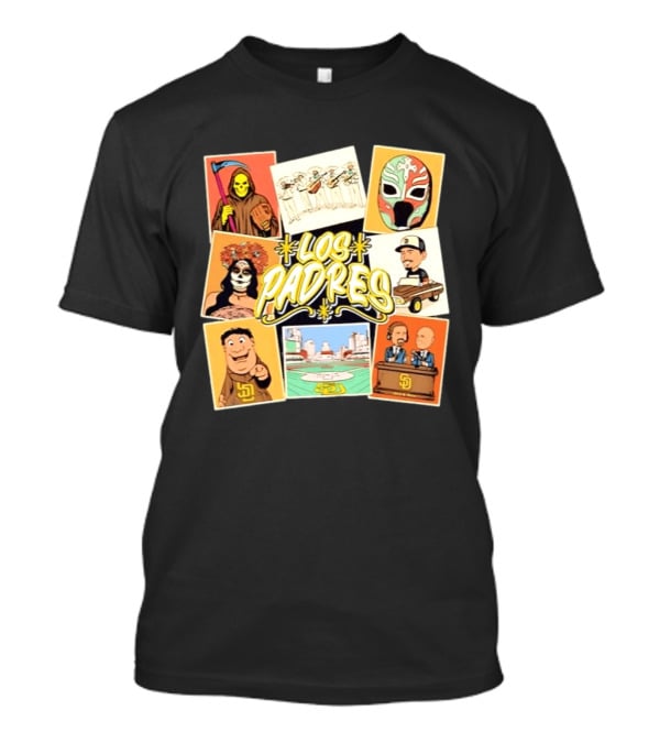 Los Padres San Diego Baseball Collage MLB Cartoon Characters T-Shirt