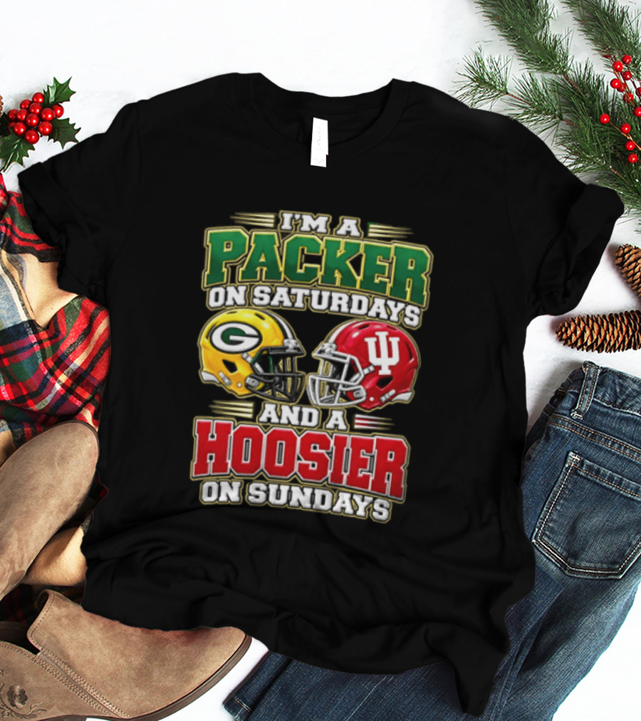 I'm A Packer On Saturdays And A Hoosier On Sundays Football Helmets T-Shirt