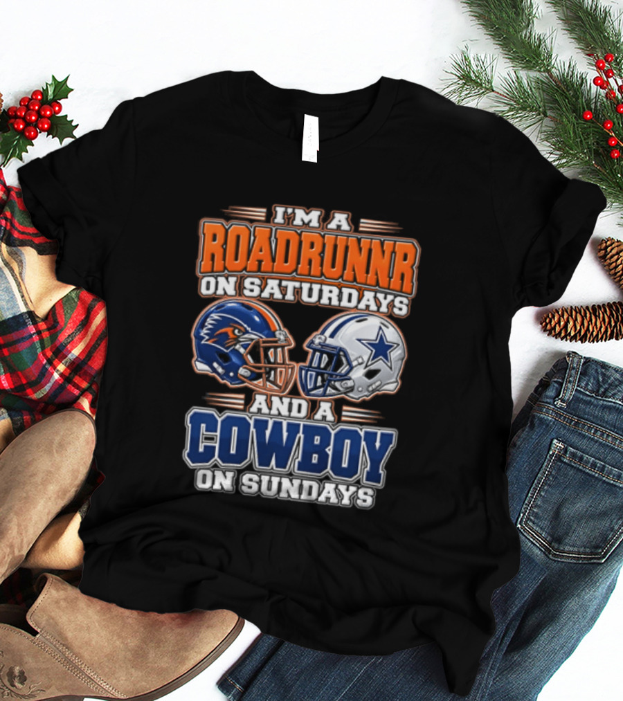 I'm A Roadrunner On Saturdays And A Cowboy On Sundays Helmet Rivalry T-Shirt