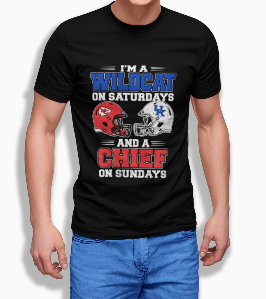 I'm A Wildcat On Saturdays UK And A Chief On Sundays KC Football Helmets T-Shirt