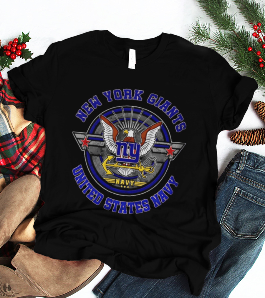 New York Giants United States Navy Eagle Anchor T-Shirt