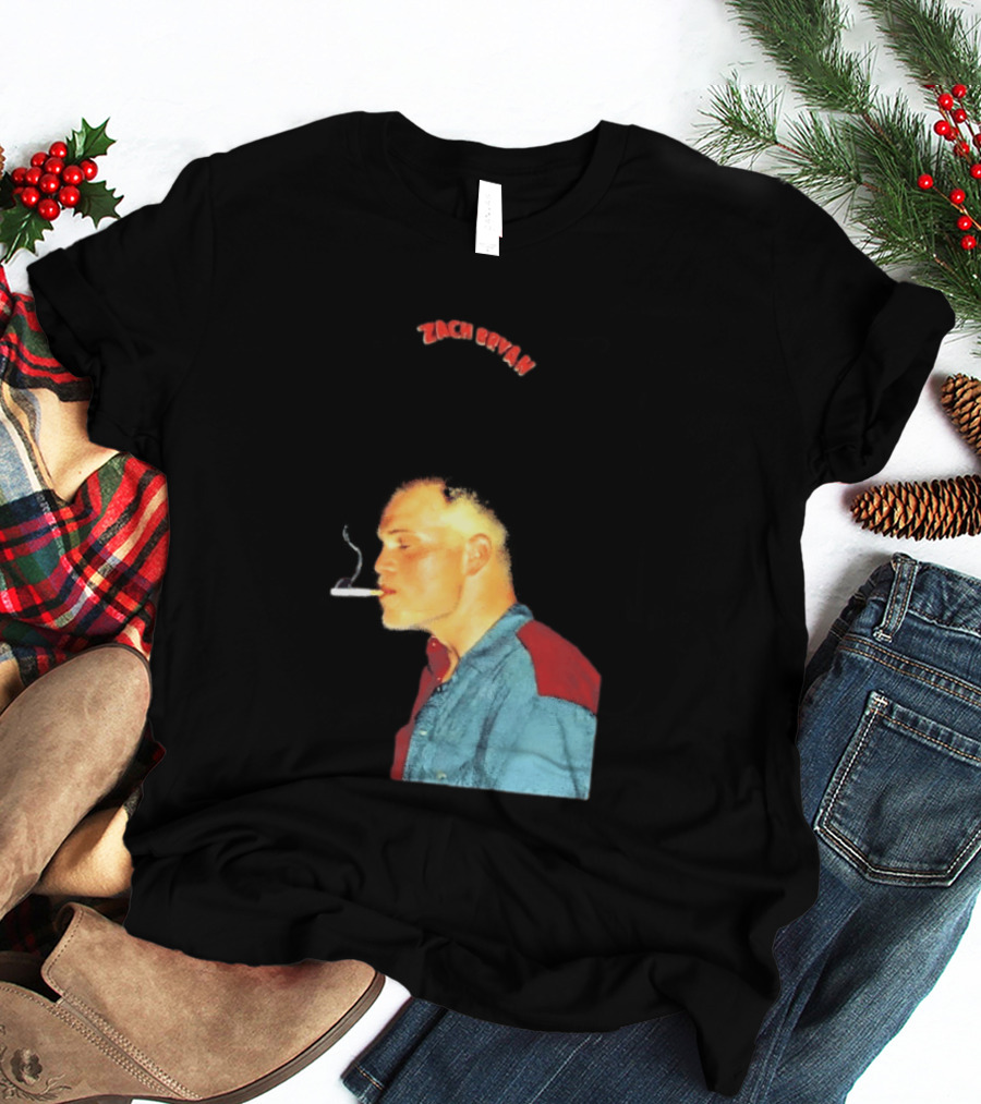 Zach Bryan Smoking Vintage Denim T-Shirt