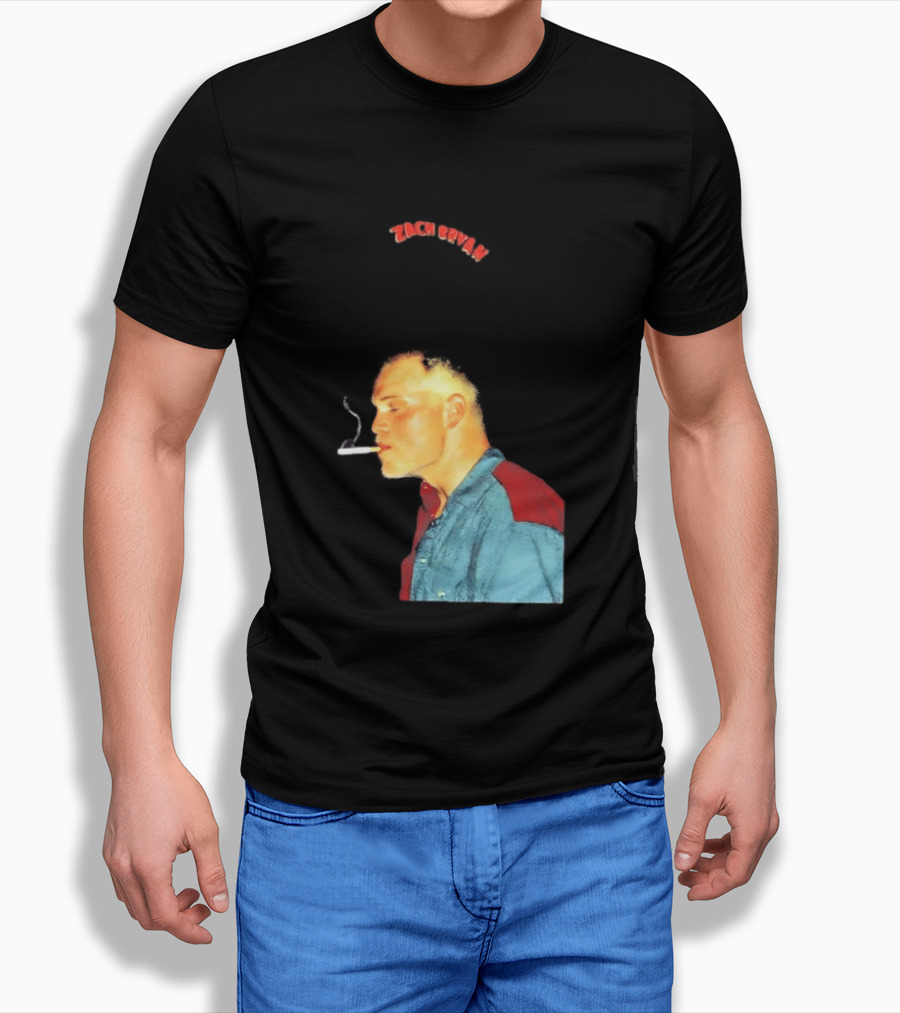 Zach Bryan Smoking Vintage Denim T-Shirt