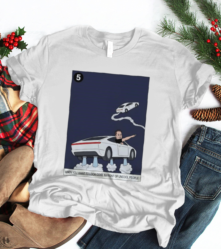 Elon Musk Car Flying Cool Factor In Front Of Uncool People T-Shirt