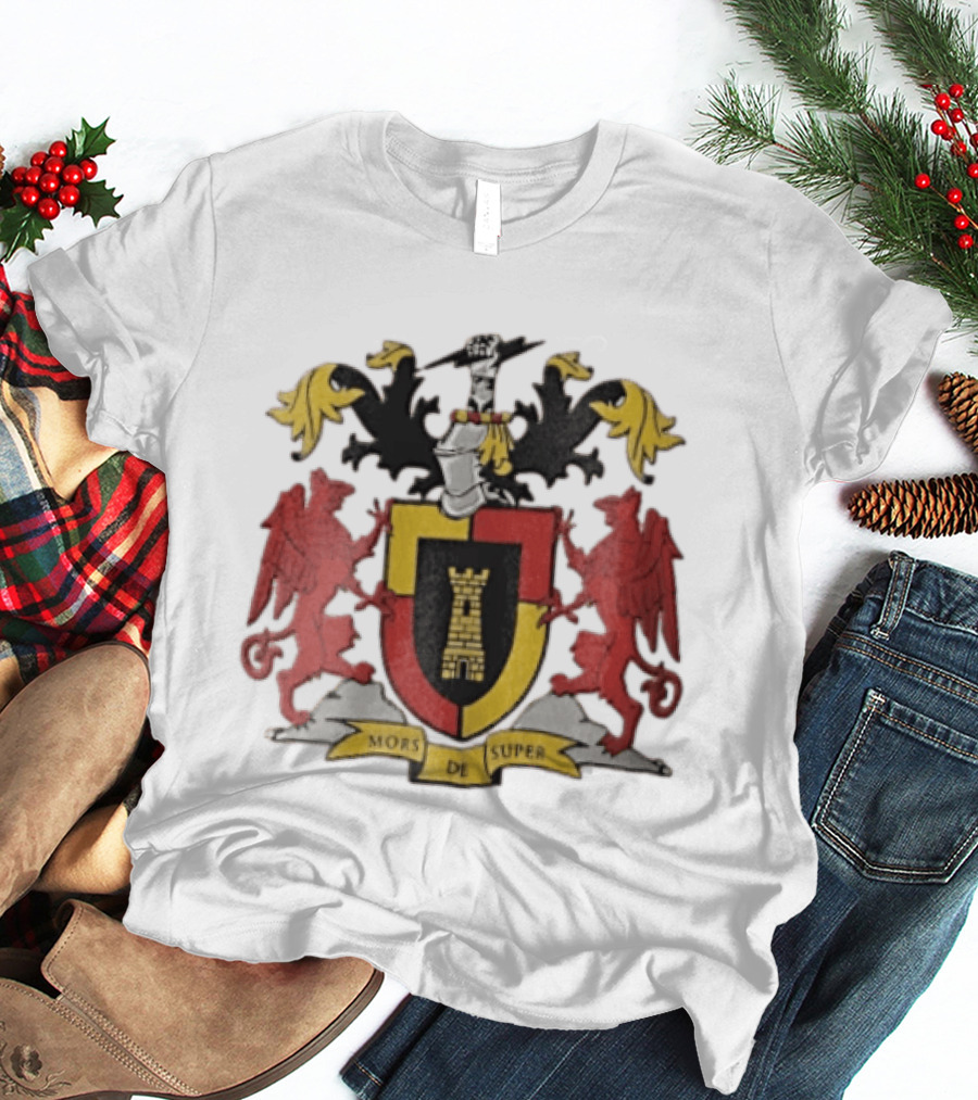 Mors De Super Medieval Coat Of Arms Crest With Tower And Lions T-Shirt