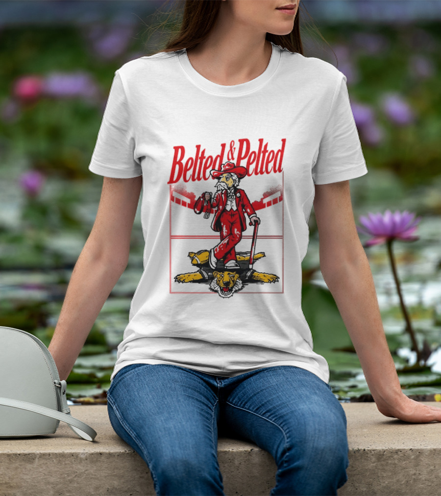 Ole Miss Rebels Belted And Pelted Mascot Stomping Missouri Tigers T-Shirt