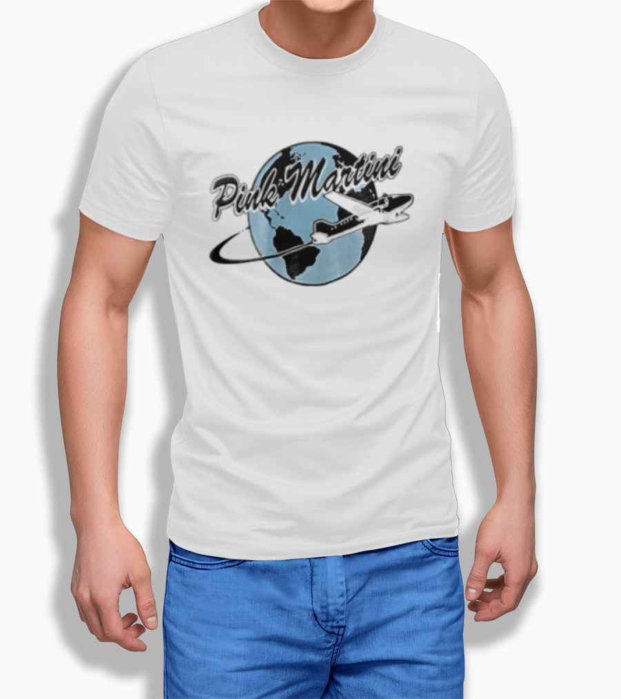 Pink Martini Globe Airplane Travel Band T-Shirt