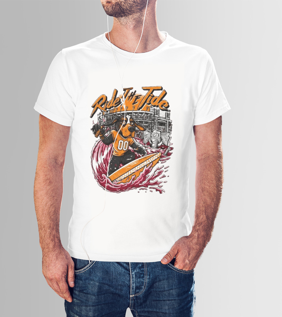 Tennessee Volunteers Ride The Tide Alabama Crimson Tide Surfing Rivalry T-Shirt