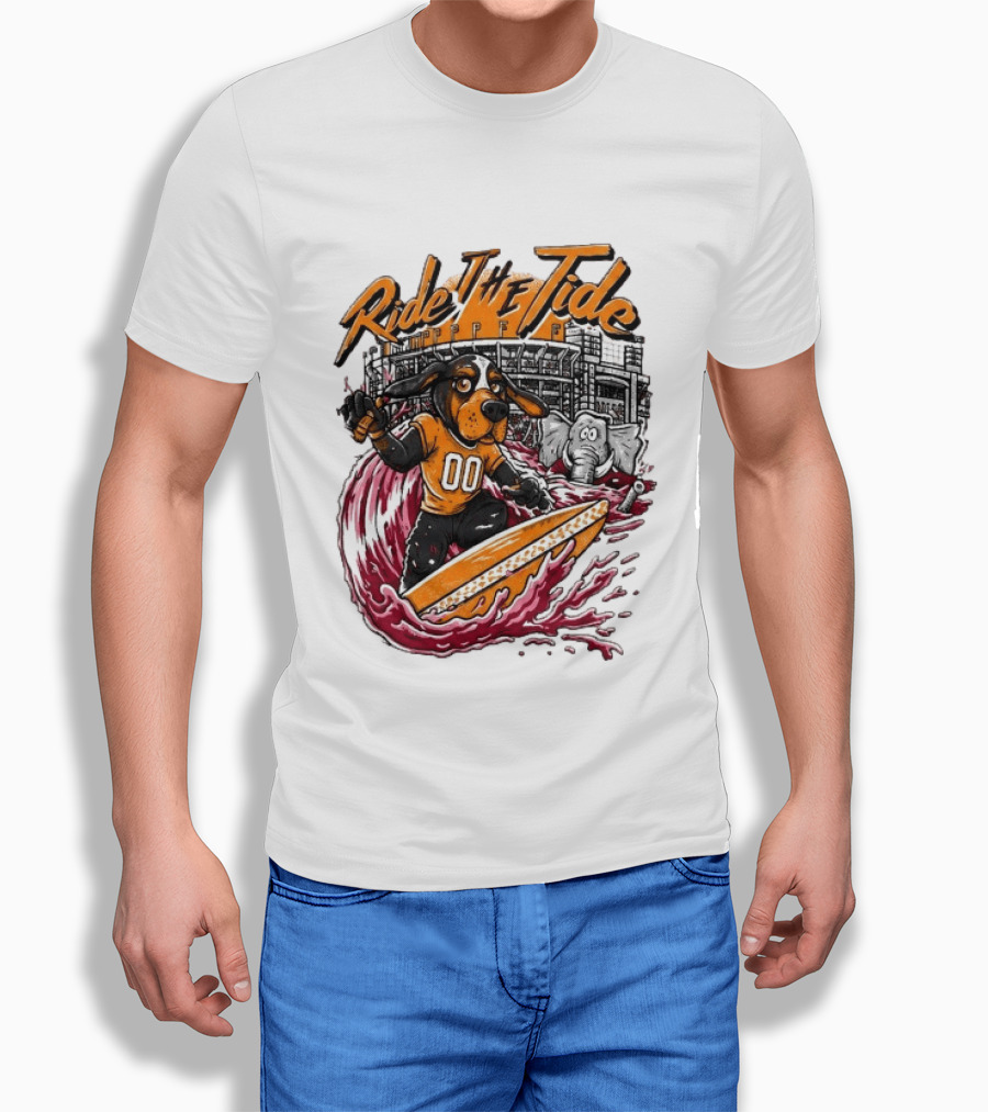 Tennessee Volunteers Ride The Tide Alabama Crimson Tide Surfing Rivalry T-Shirt
