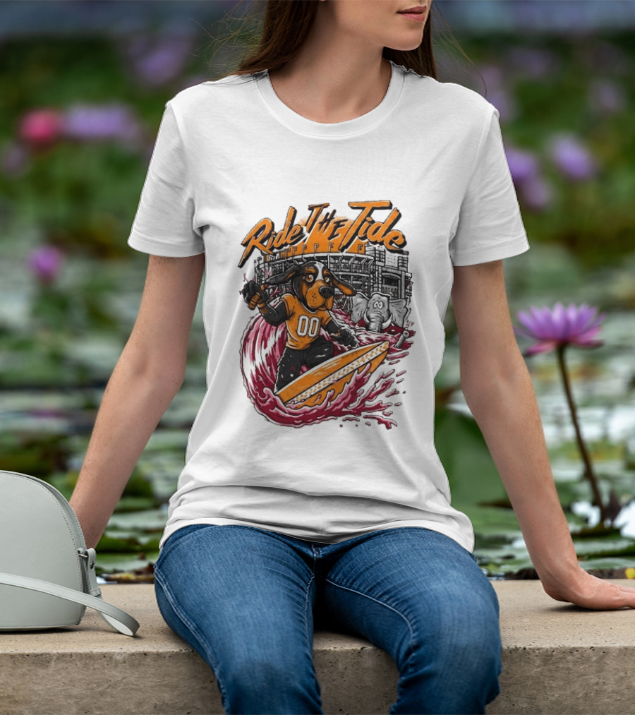 Tennessee Volunteers Ride The Tide Alabama Crimson Tide Surfing Rivalry T-Shirt