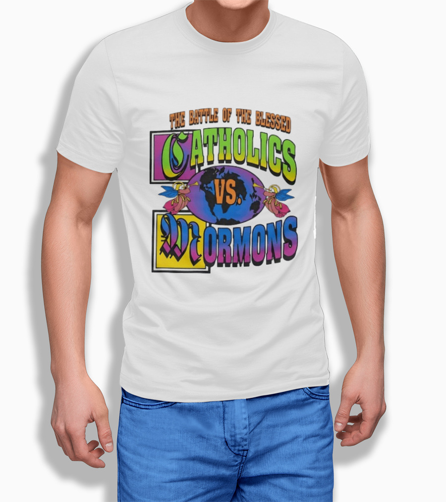 The Battle Of The Blessed Catholics Vs Mormons World Angels T-Shirt