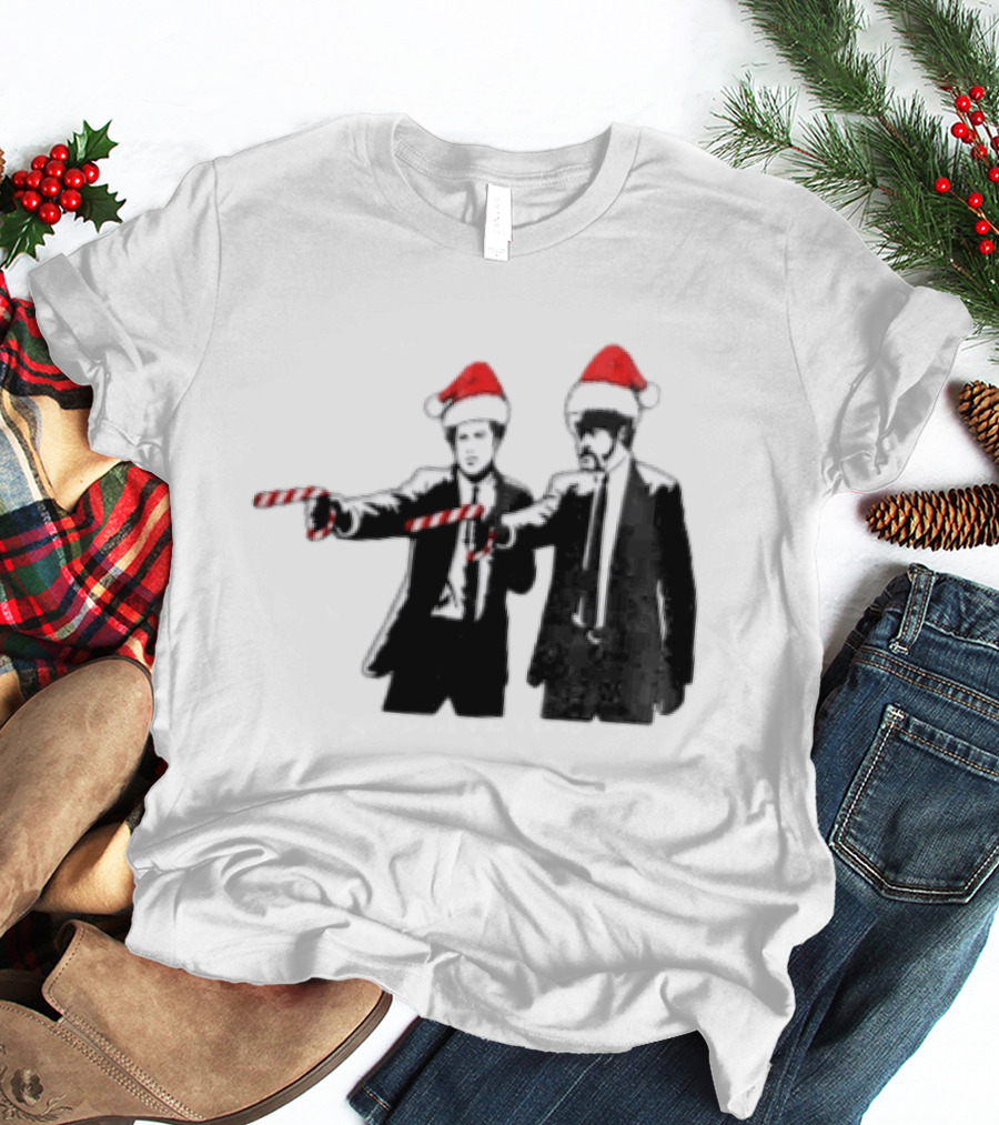 Xmas Christmas Candy Cane Santa Hats Pop Culture References T-Shirt