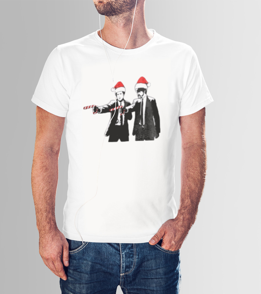 Xmas Christmas Candy Cane Santa Hats Pop Culture References T-Shirt