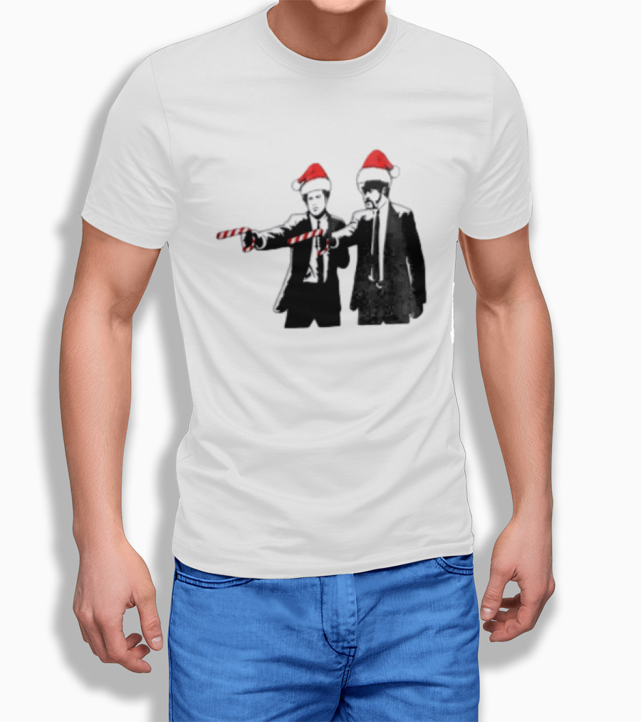 Xmas Christmas Candy Cane Santa Hats Pop Culture References T-Shirt