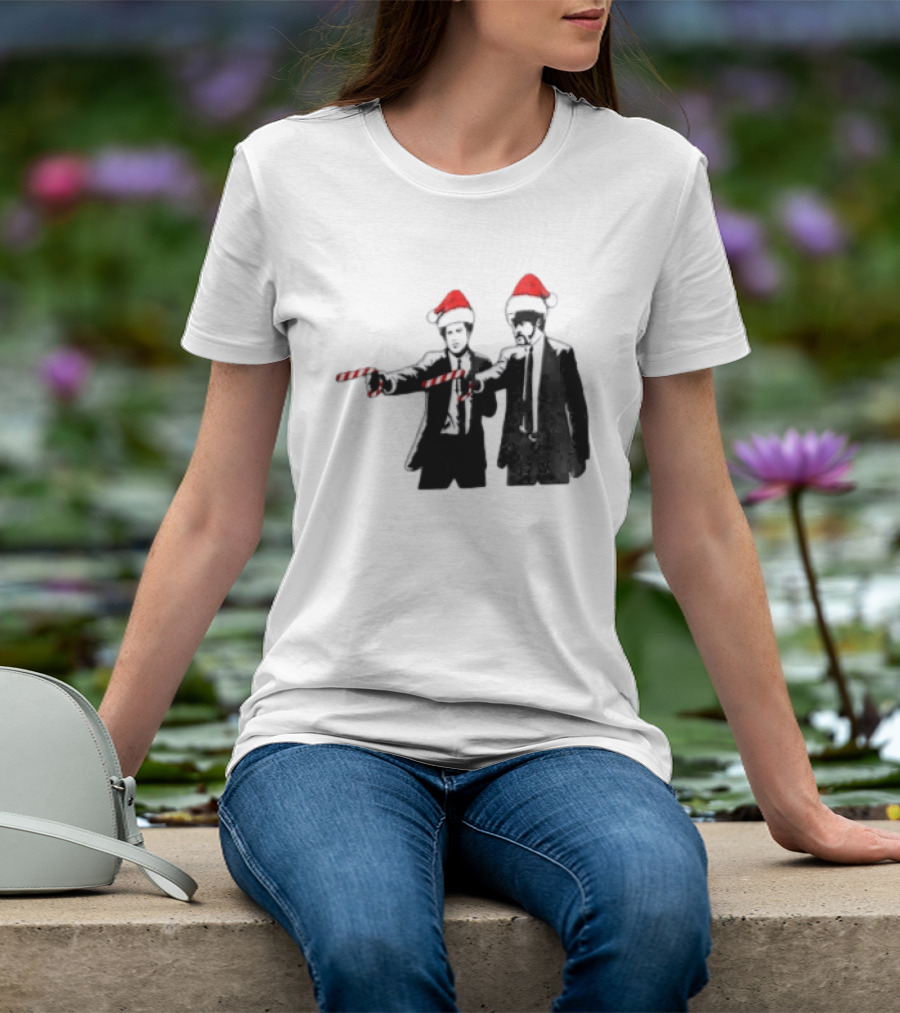 Xmas Christmas Candy Cane Santa Hats Pop Culture References T-Shirt