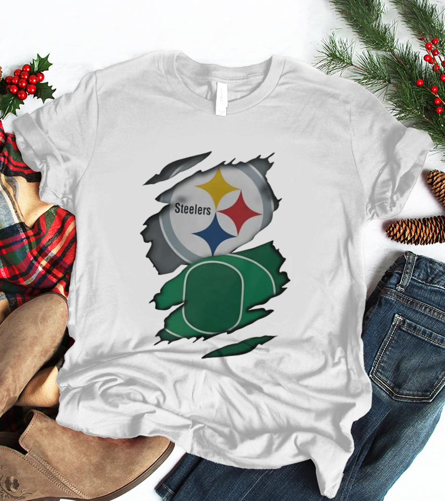 Steelers Oregon Ducks Ripped Skin Effect T-Shirt