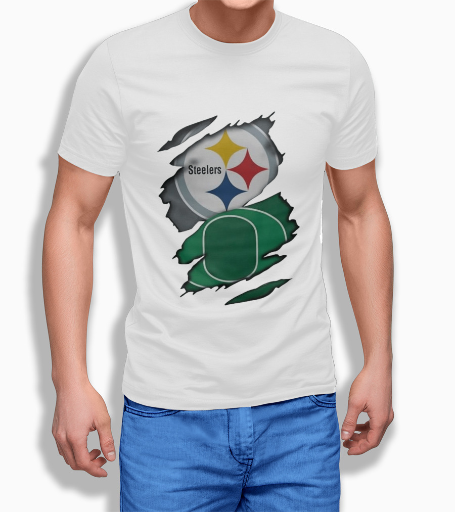 Steelers Oregon Ducks Ripped Skin Effect T-Shirt