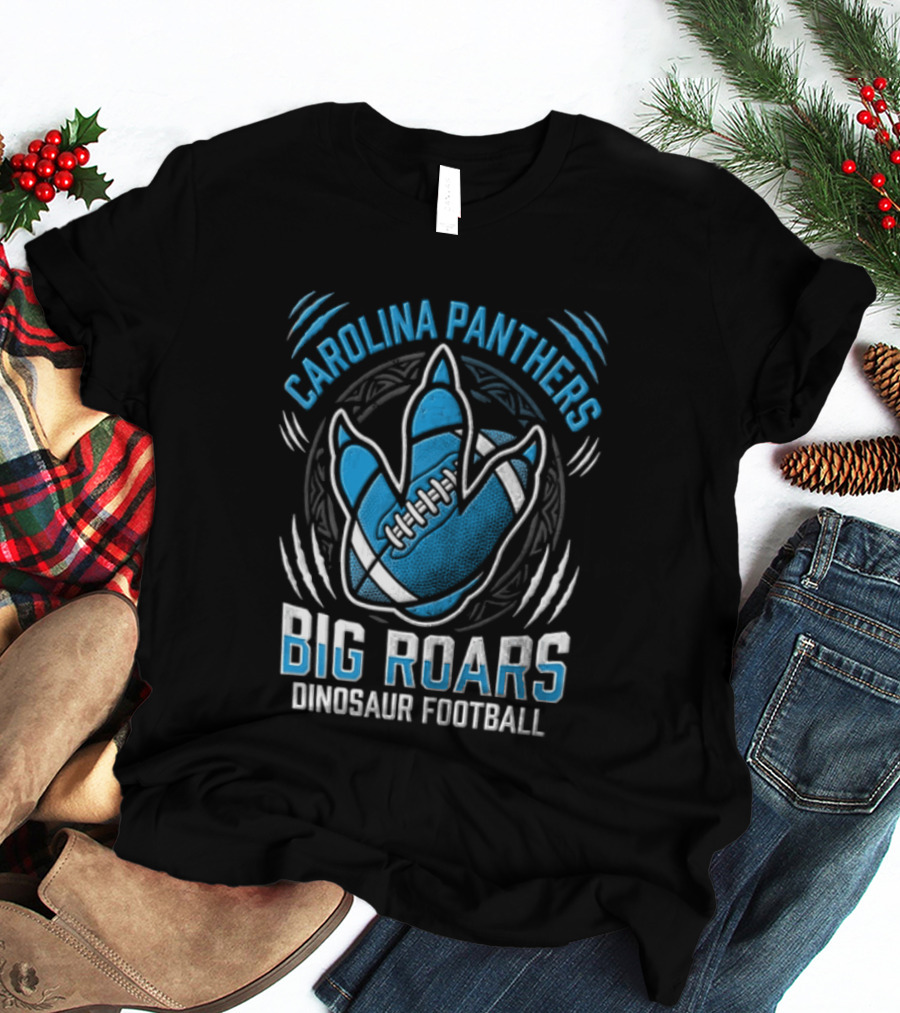 Carolina Panthers Big Roars Dinosaur Football T-Shirt