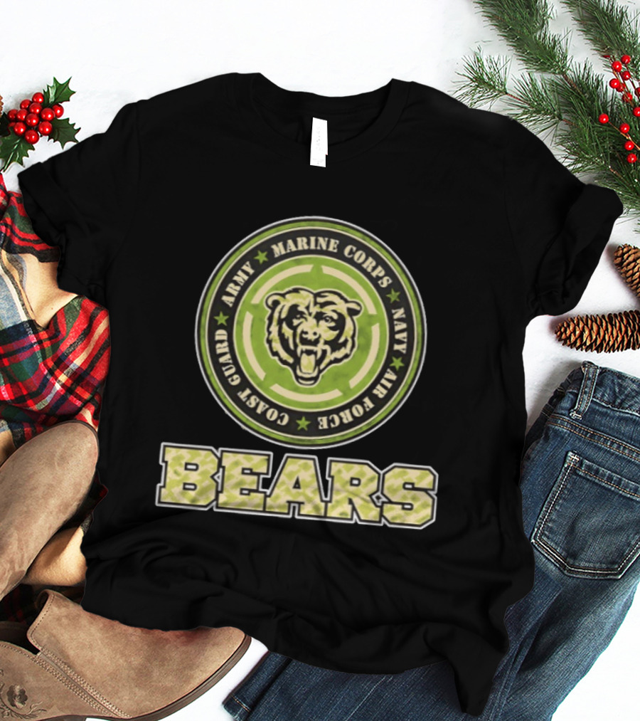 Chicago Bears Military Support Army Marine Corps Navy Air Force Coast Guard T-Shirt