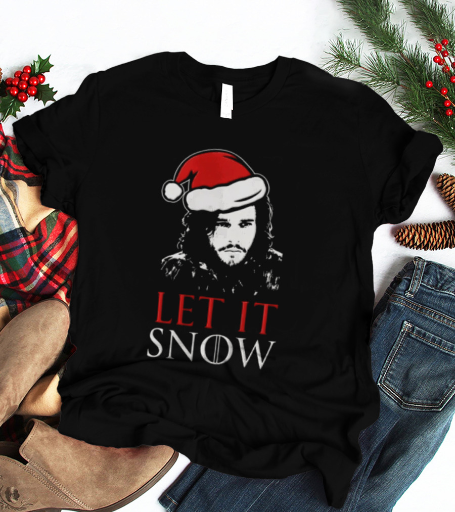 LET It Snow Christmas Jon Snow Game Of Thrones Santa Hat T-Shirt