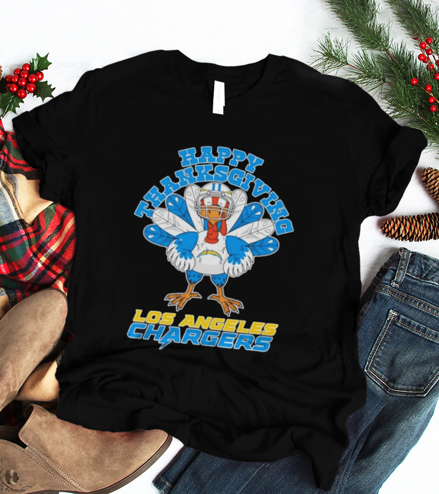 Happy Thanksgiving Los Angeles Chargers Turkey T-Shirt