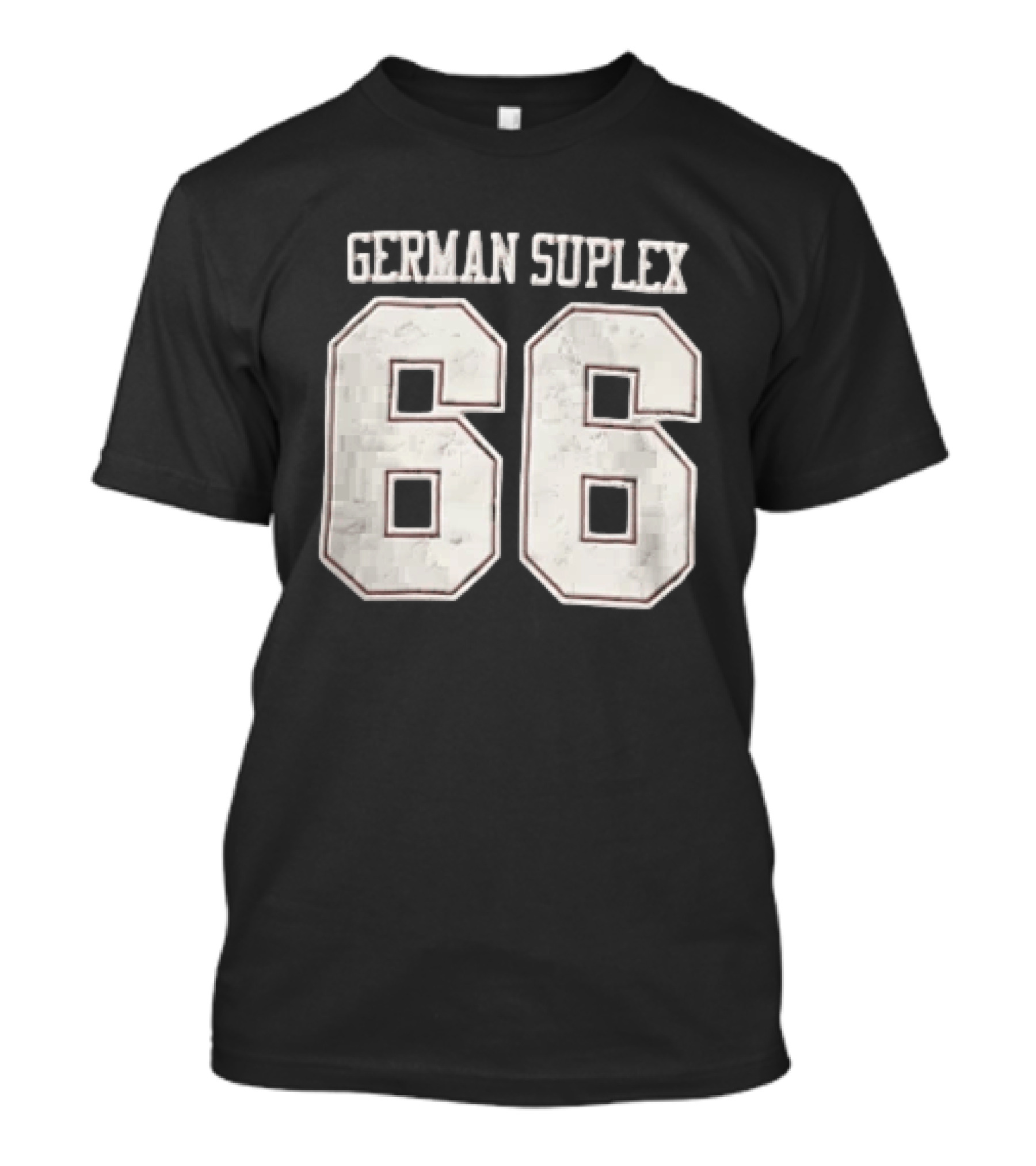 German Suplex 66 Large Varsity Numbers Distressed T-Shirt