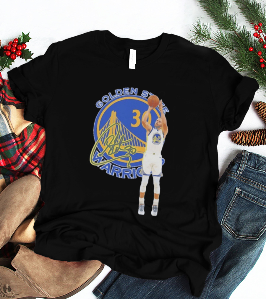 Golden State Warriors Steph Curry 30 Basketball Signature T-Shirt