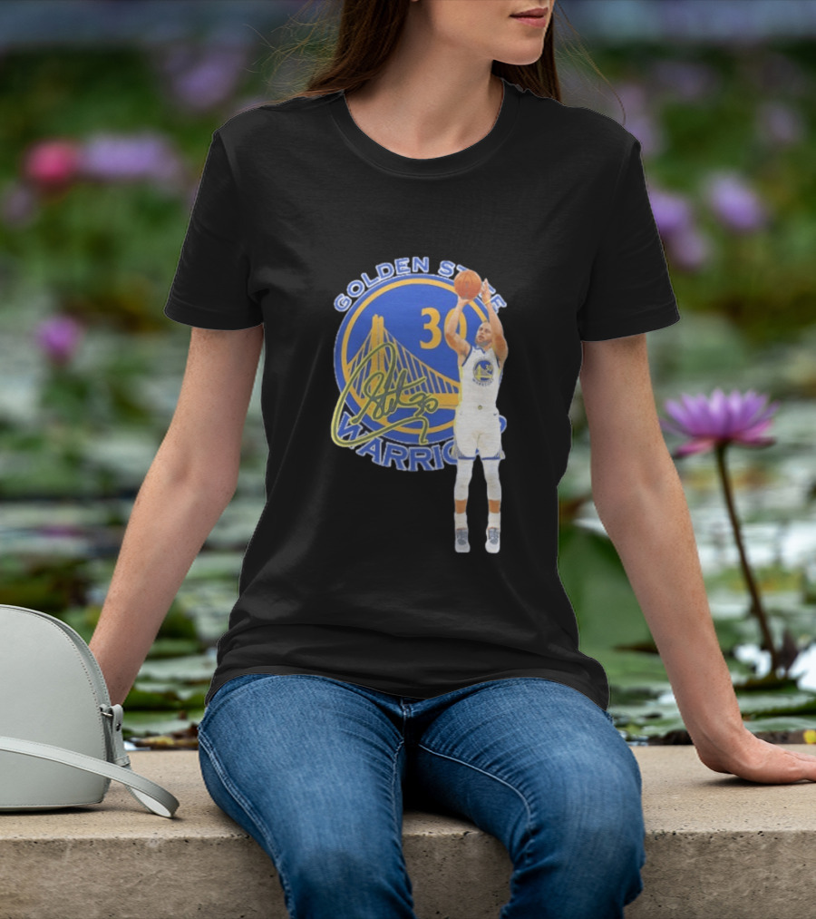 Golden State Warriors Steph Curry 30 Basketball Signature T-Shirt