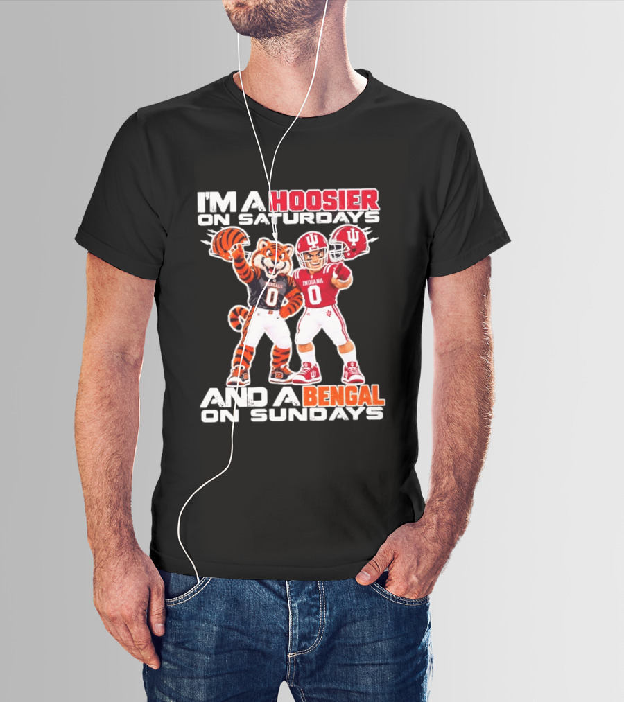 I'm A Hoosier On Saturdays And A Bengal On Sundays Indiana Bengals Football Mascots T-Shirt