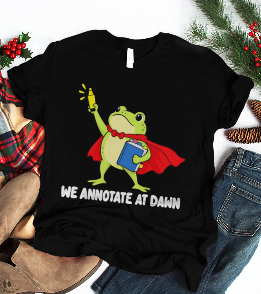 Frog We Annotate At Dawn Superhero Cape Notebook T-Shirt