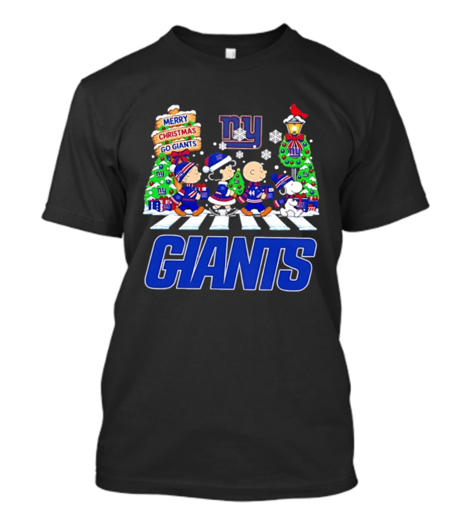 Merry Christmas Go Giants NY Peanuts Abbey Road Snowflakes T-Shirt