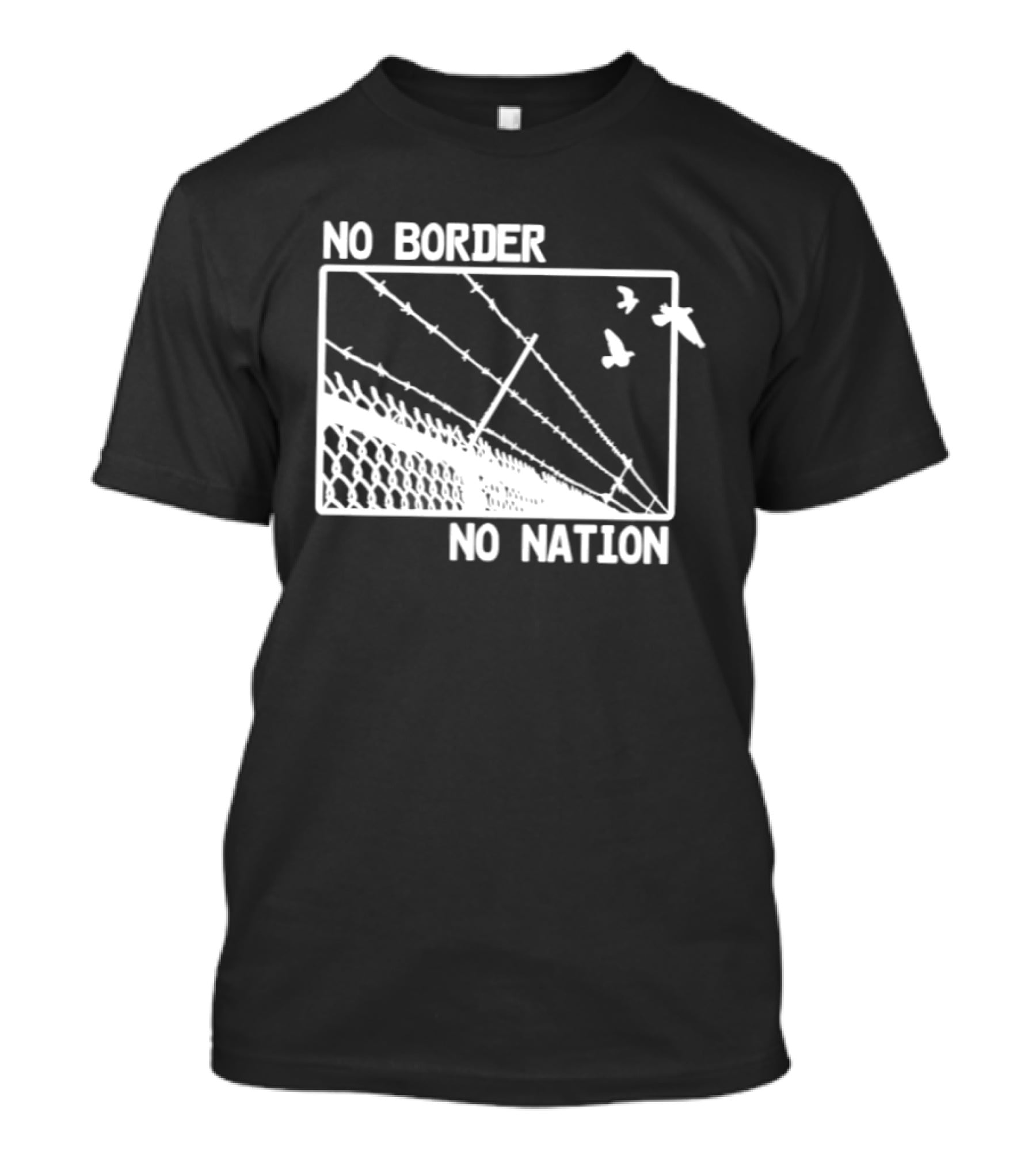 No Border No Nation Barbed Wire Birds Freedom T-Shirt