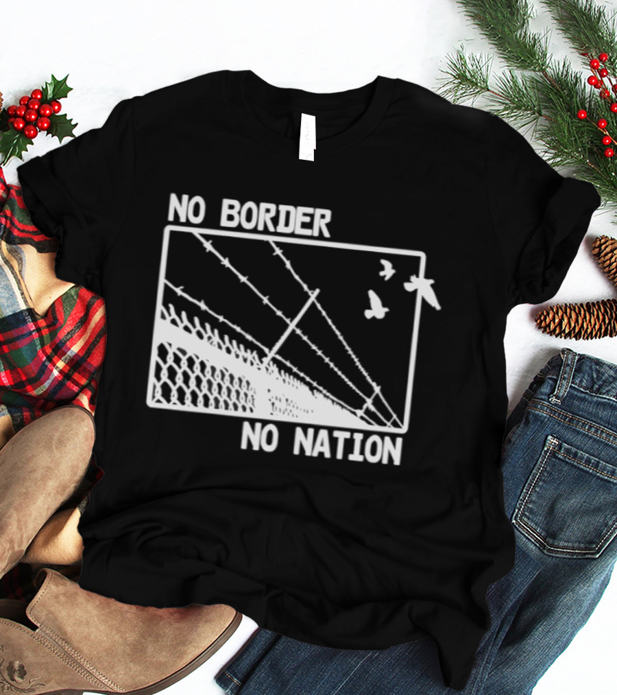 No Border No Nation Barbed Wire Birds Freedom T-Shirt