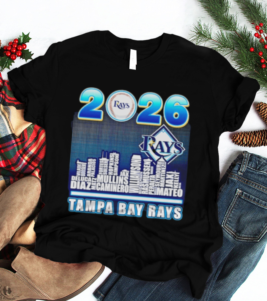 Tampa Bay Rays 2026 City Skyline Player Names Diaz Mullins Caminero Williamson Rasmussen T-Shirt