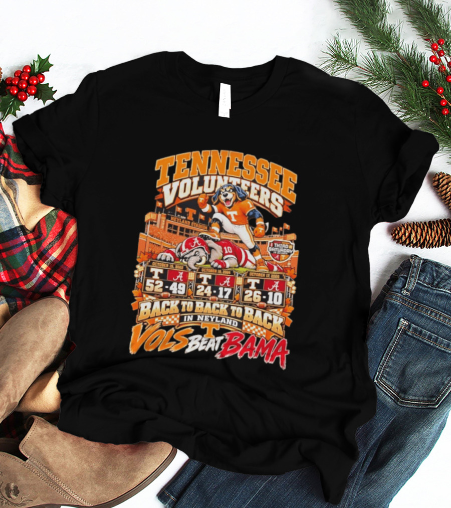 Tennessee Volunteers Back To Back To Back Wins Over Alabama Crimson Tide In Neyland Stadium Third Saturday In October Vols Beat Bama T-Shirt