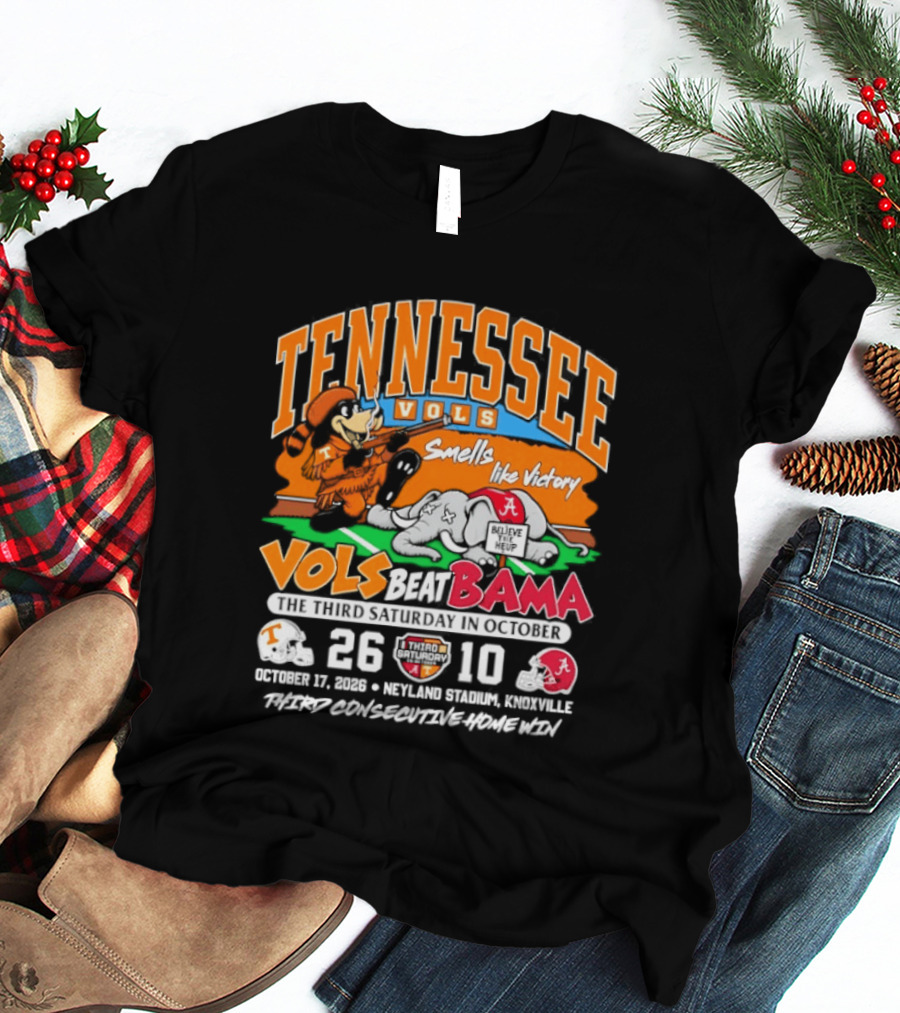 Tennessee Vols Beat Bama 26 10 Smells Like Victory October 17 Neyland Stadium T-Shirt