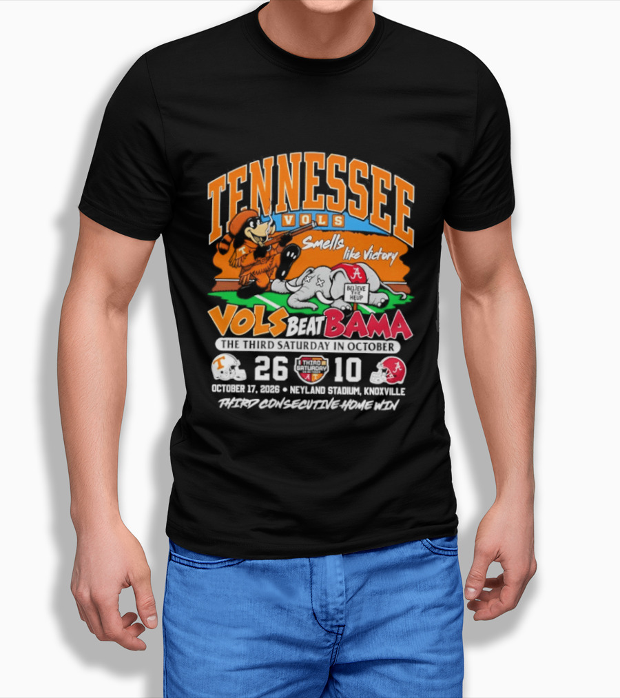Tennessee Vols Beat Bama 26 10 Smells Like Victory October 17 Neyland Stadium T-Shirt