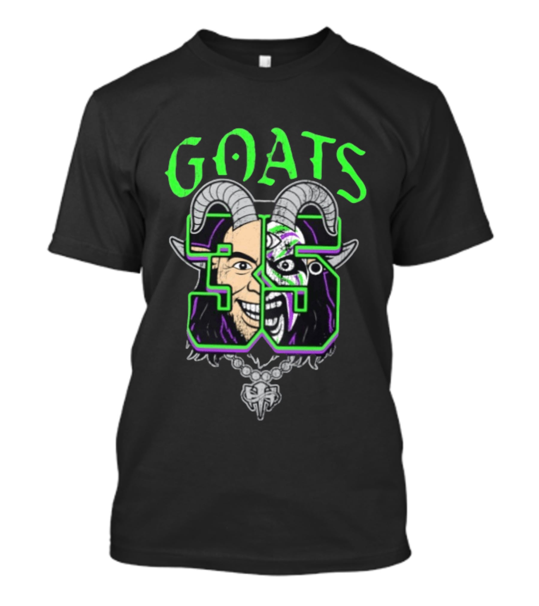 The Hardys Goats 35th Anniversary Dual Faces Horns Neon Green T-Shirt