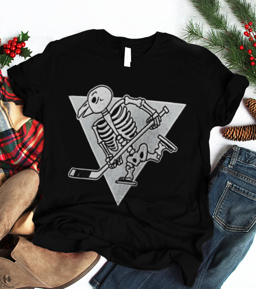 Pittsburgh Penguins Halloween Skeleton Hockey Player 2026 3D T-Shirt