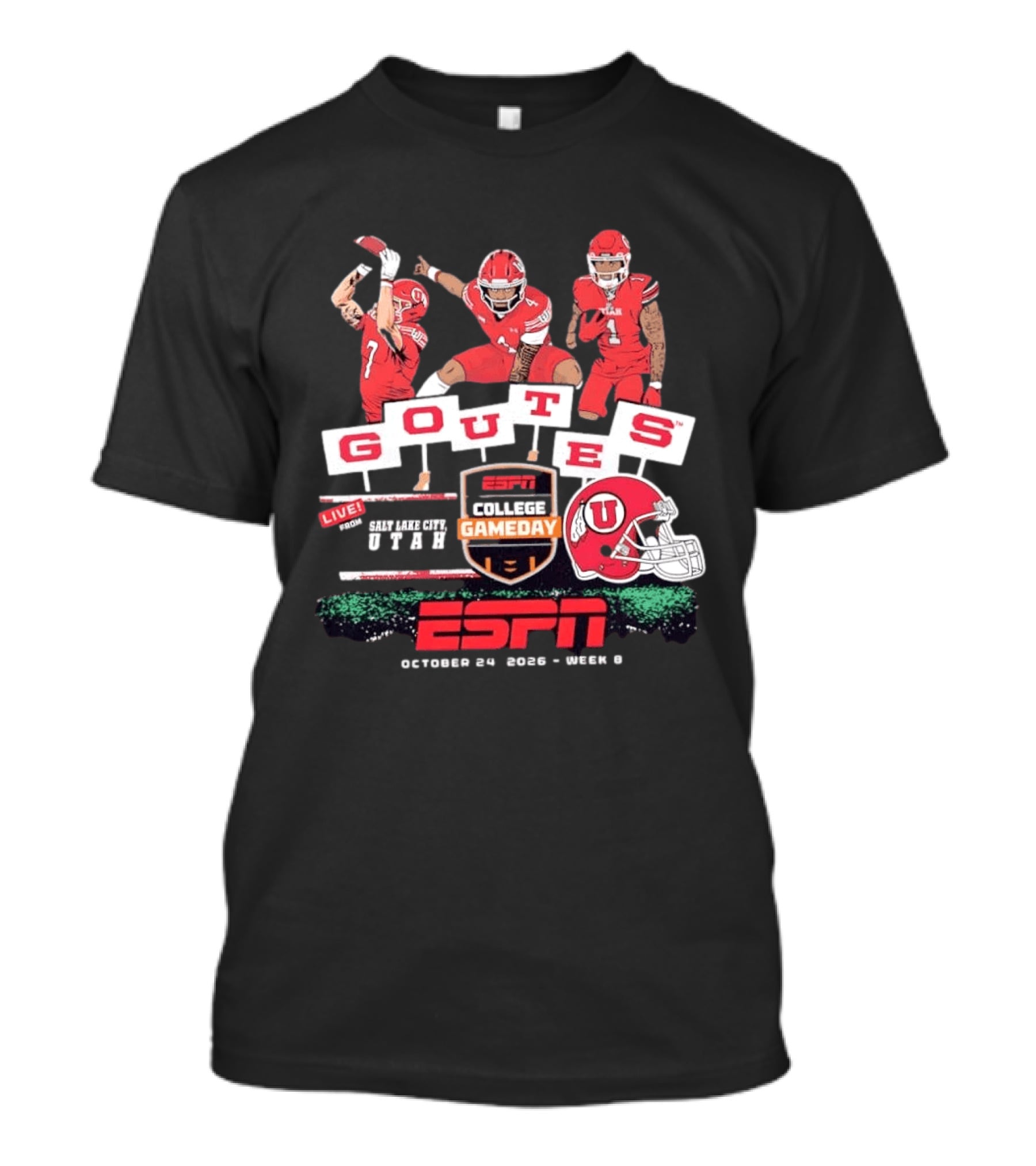 Utah Utes ESPN College Gameday October 24 2026 Week 8 Signs T-Shirt