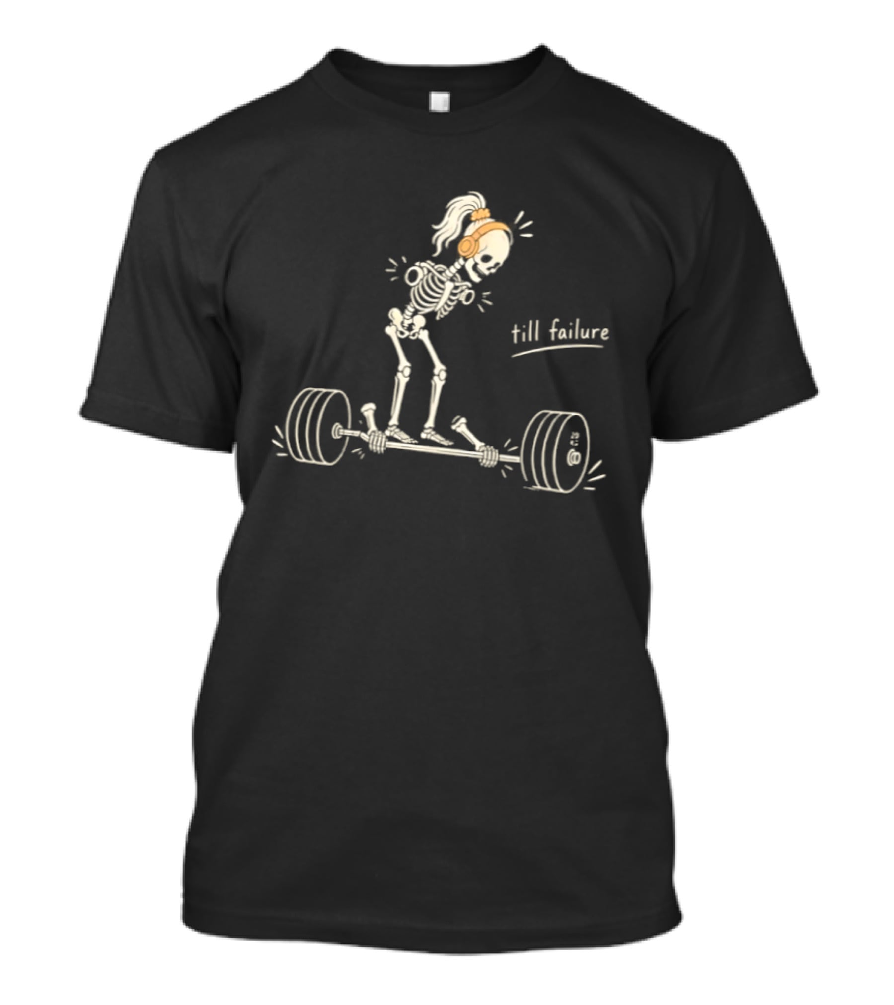 Skeleton Weightlifting Till Failure Gym Humor Halloween Fitness T-Shirt