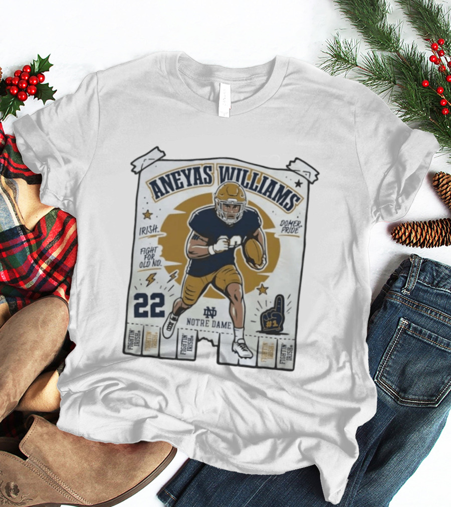Aneyas Williams 22 Notre Dame Fighting Irish Football Irish Domer Pride T-Shirt