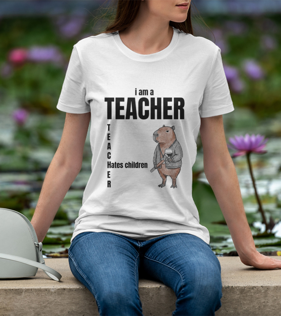I Am A Teacher Hates Children Capybara Teacher T-Shirt