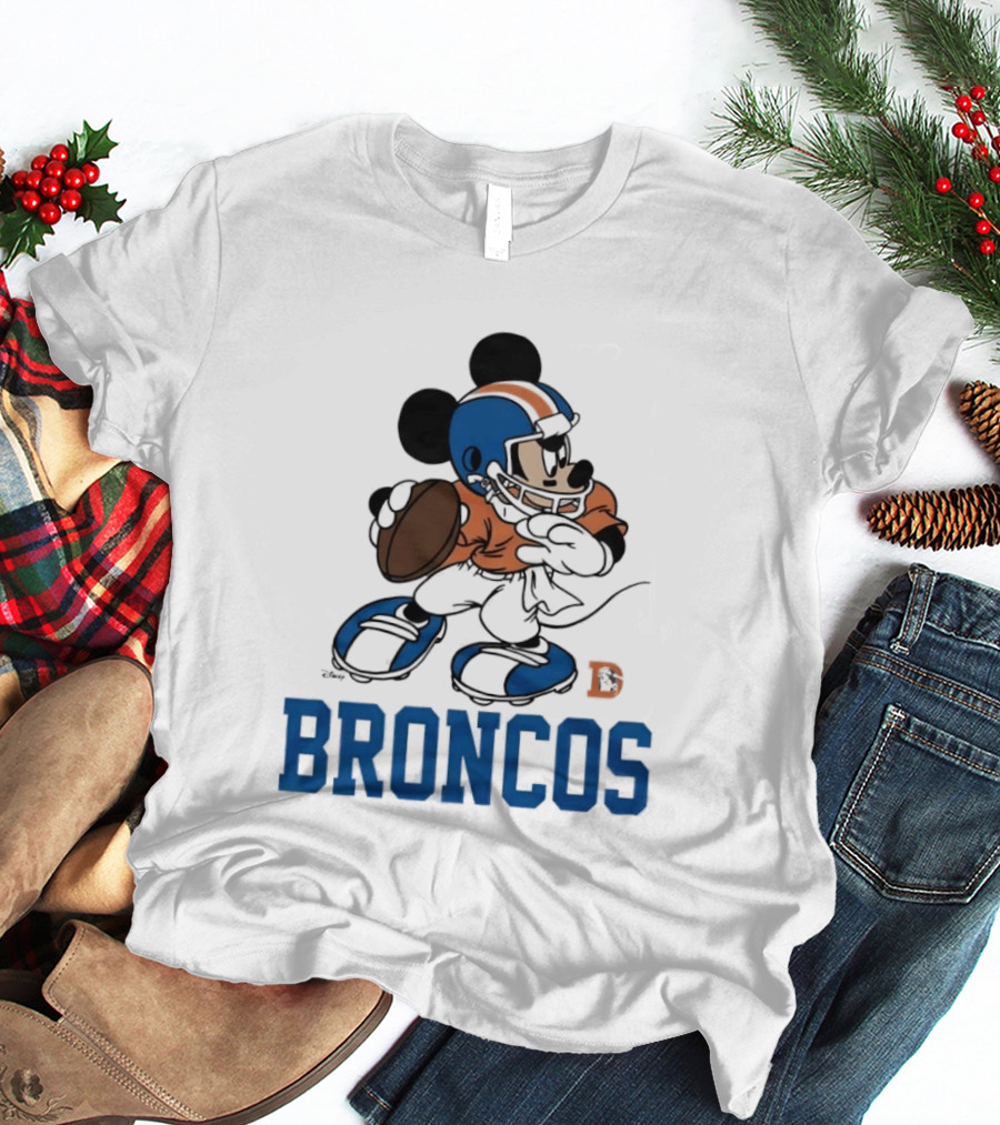 Mickey Mouse Denver Broncos Quarterback Broncos D Football T-Shirt